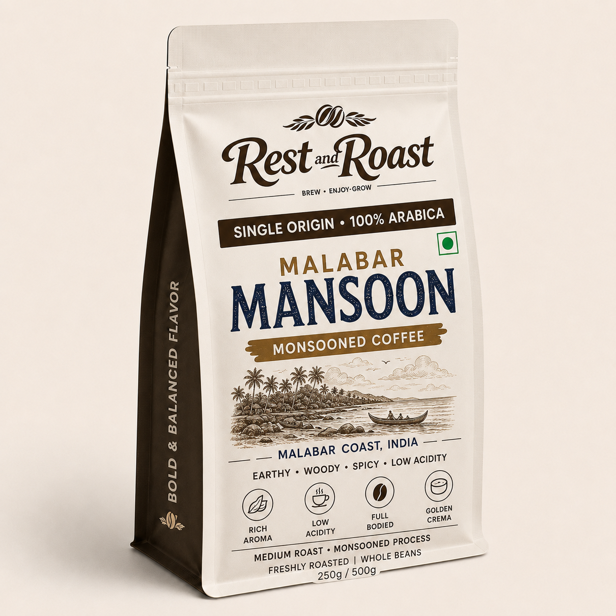 Rest & Roast – Malabar Monsooned | Single Origin 100% Arabica Coffee