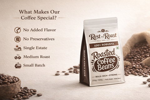 Rest and Roast Single Estate 100% Robusta Coffee Beans